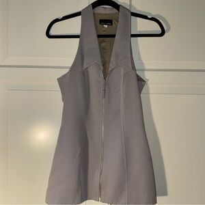 Vintage Angi Venni silver zip front collared vest - size 8 - made in Can
